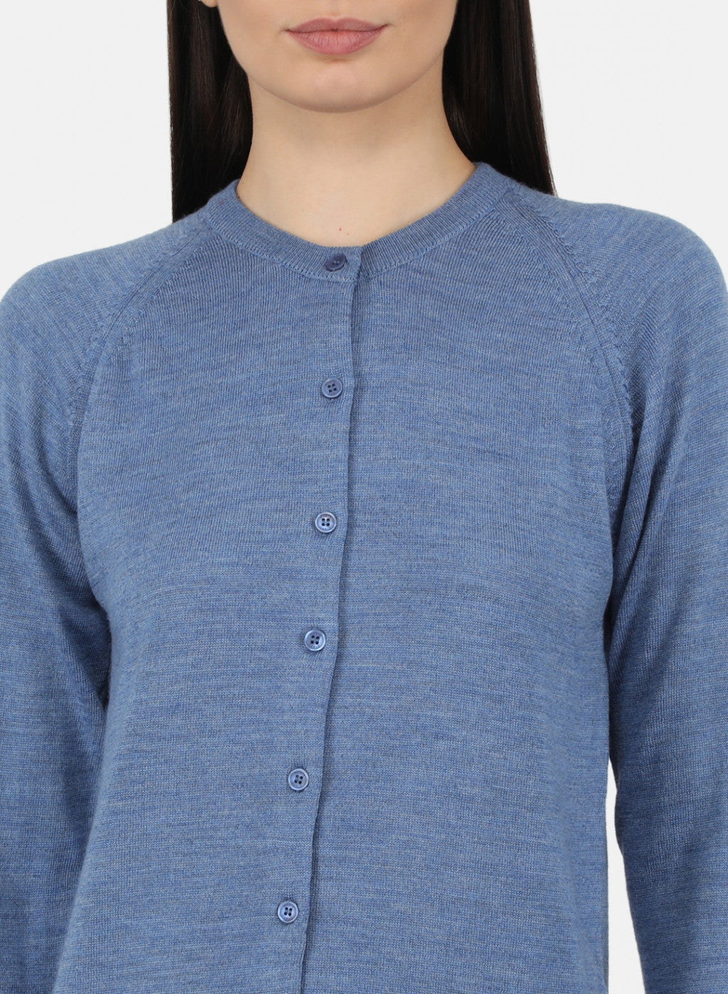 Women Blue Solid Cardigan