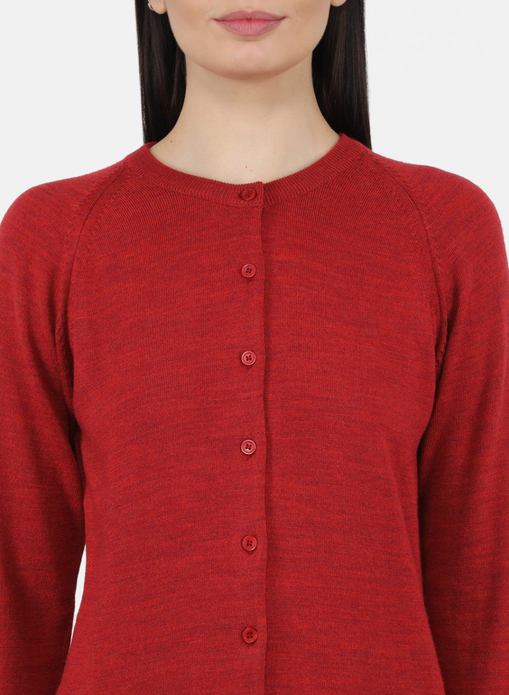 Women Red Solid Cardigan