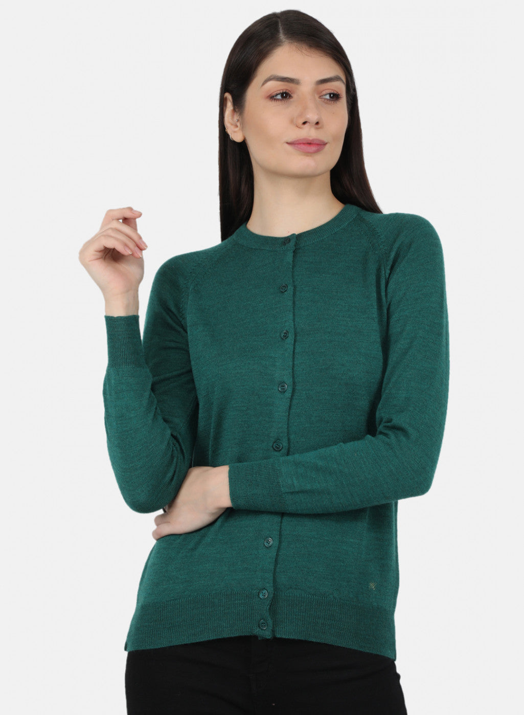 Women Green Solid Cardigan