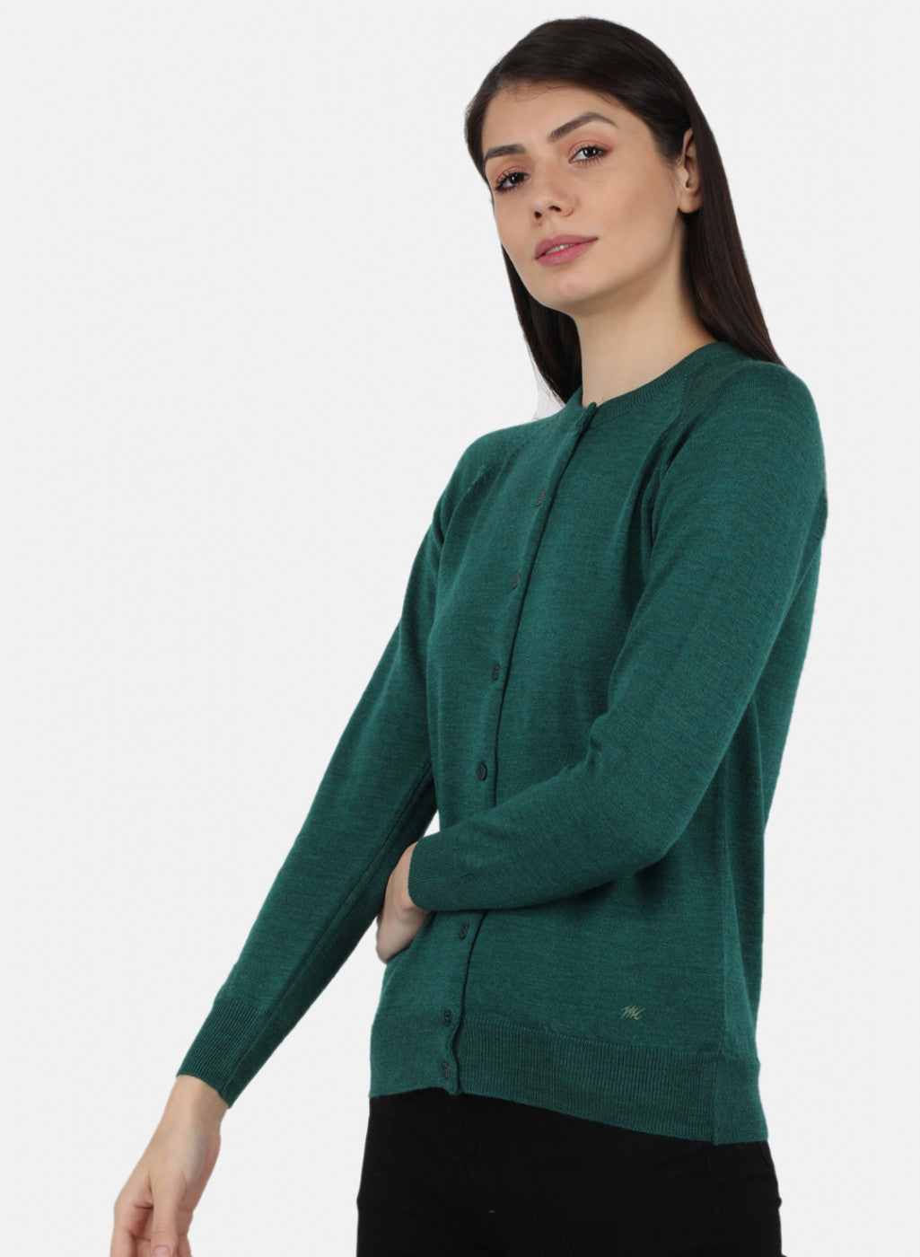 Women Green Solid Cardigan