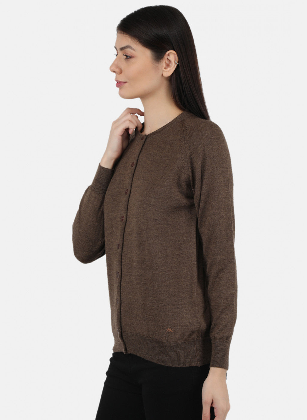 Women Brown Solid Cardigan