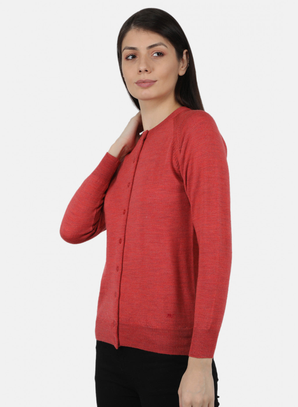 Women Red Solid Cardigan