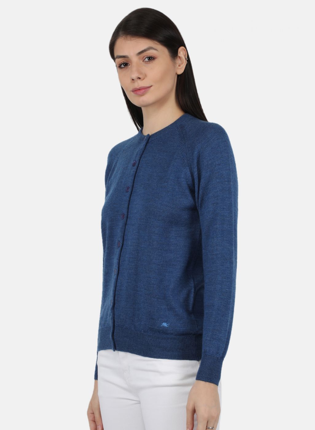 Women Blue Solid Cardigan