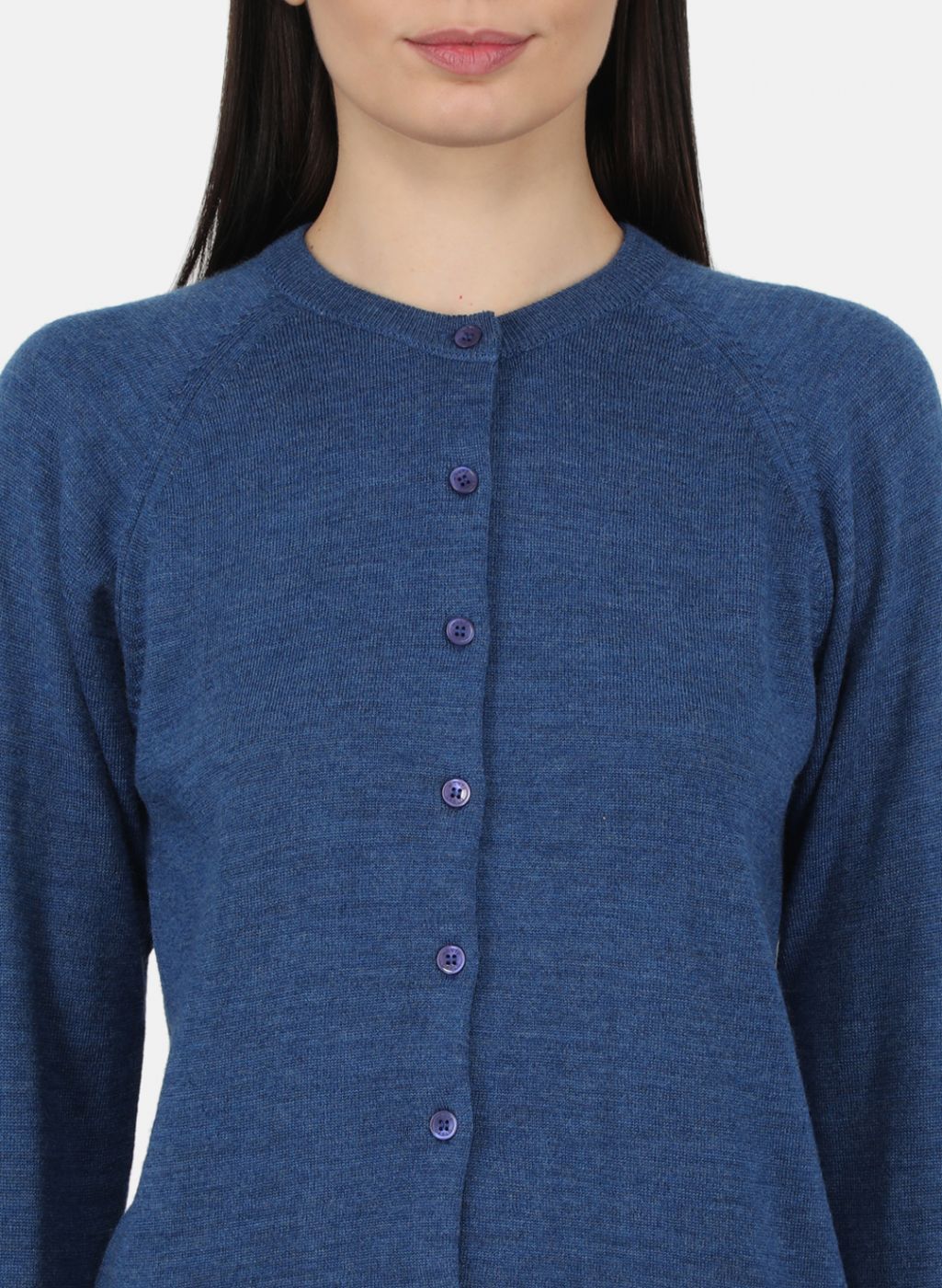 Women Blue Solid Cardigan