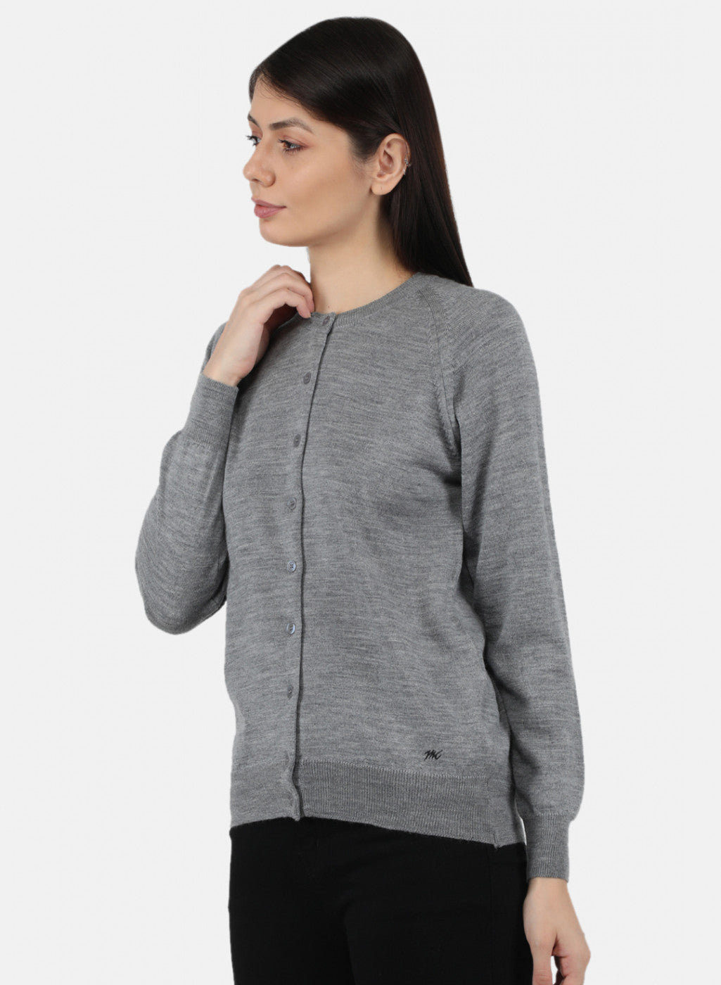 Women Grey Solid Cardigan