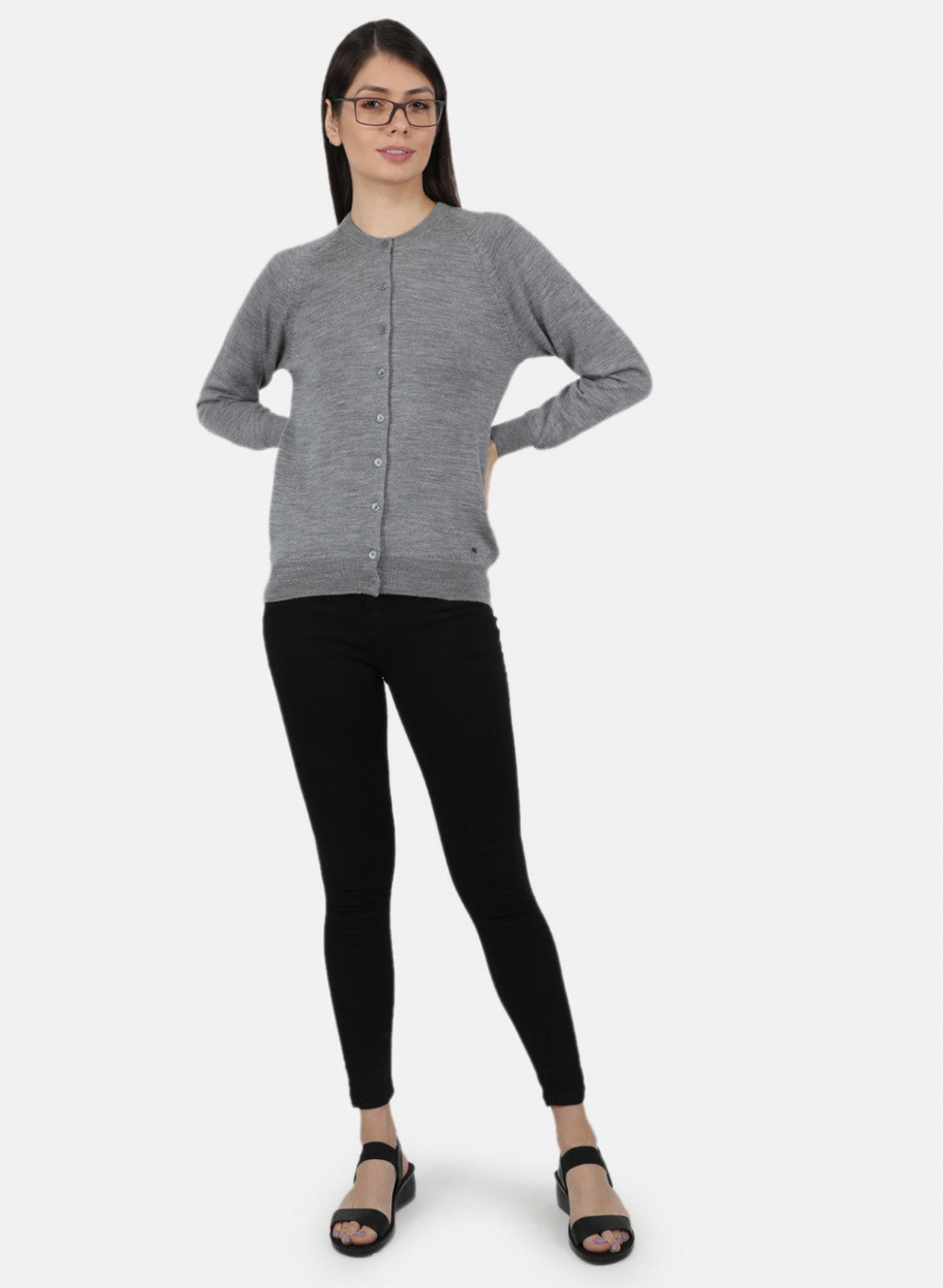 Women Grey Solid Cardigan