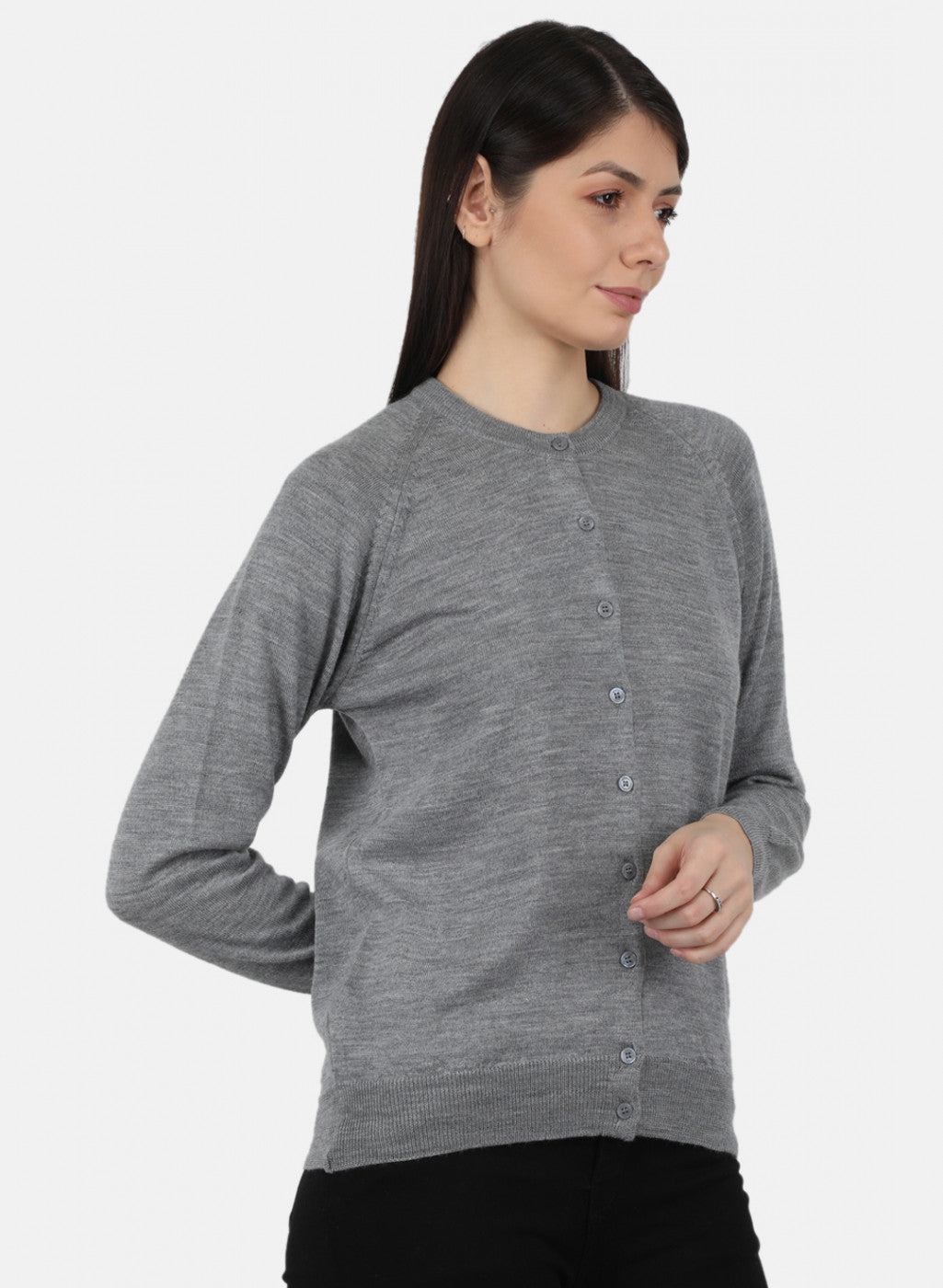 Women Grey Solid Cardigan