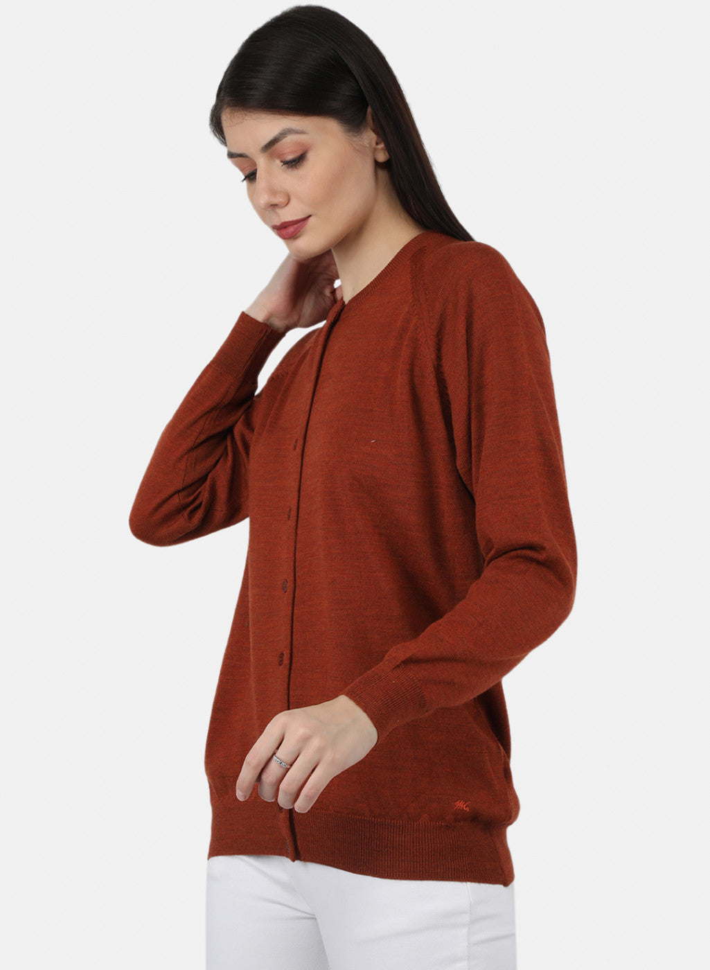 Women Orange Solid Cardigan