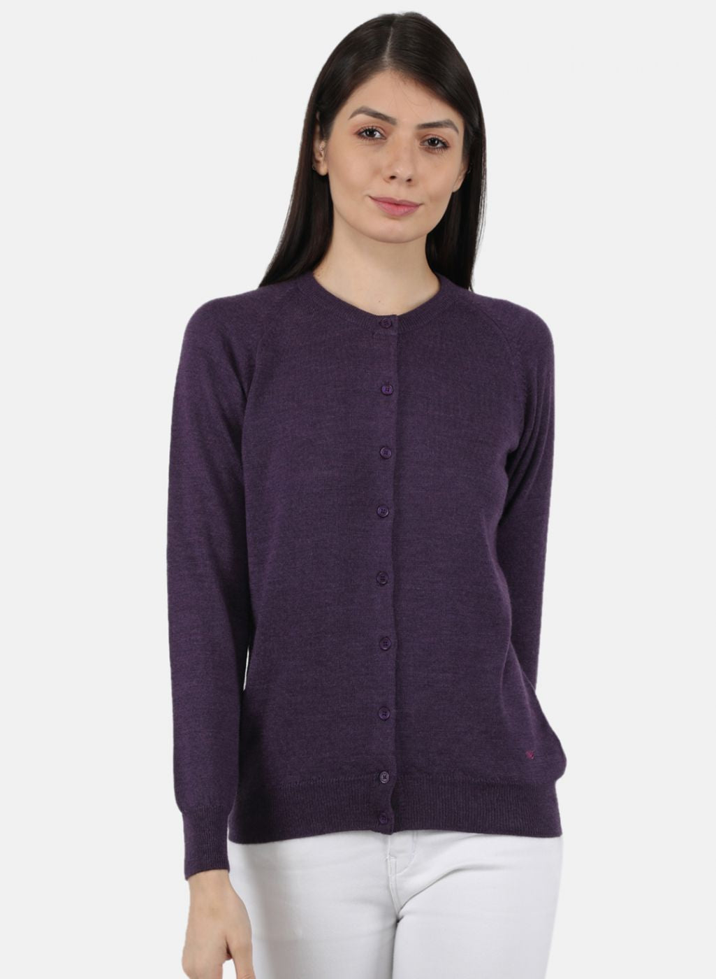 Women Purple Solid Cardigan