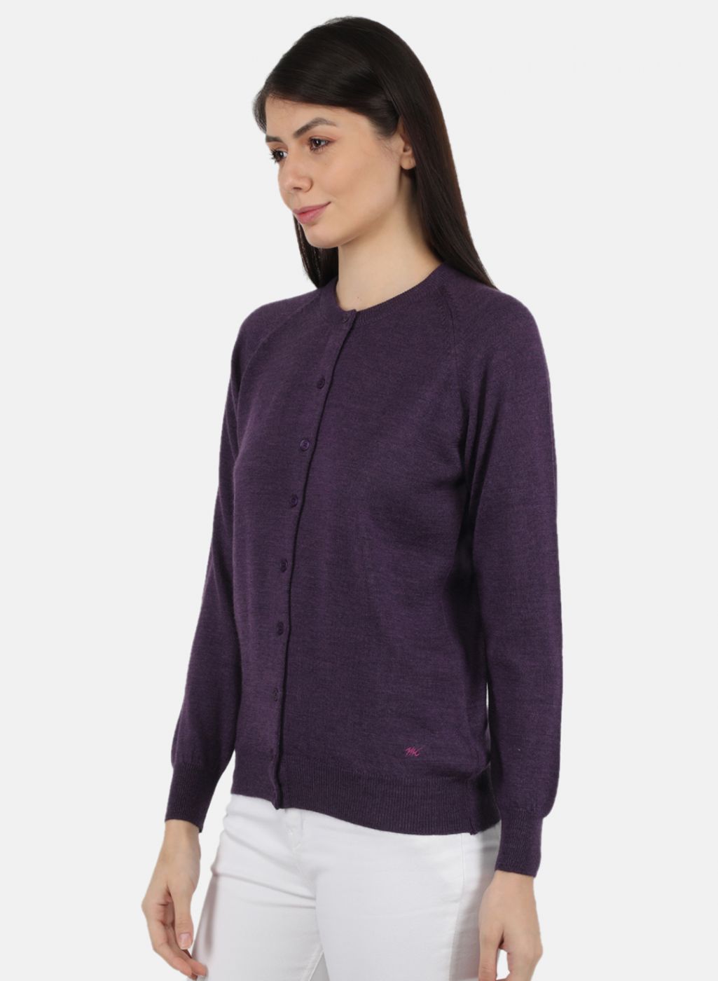 Women Purple Solid Cardigan