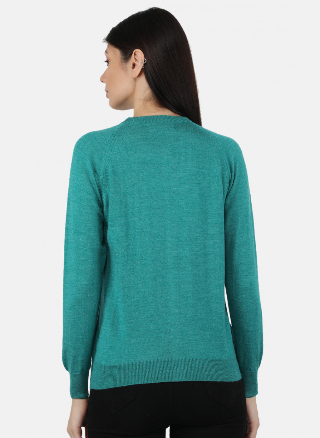 Women Aqua Green Solid Cardigan