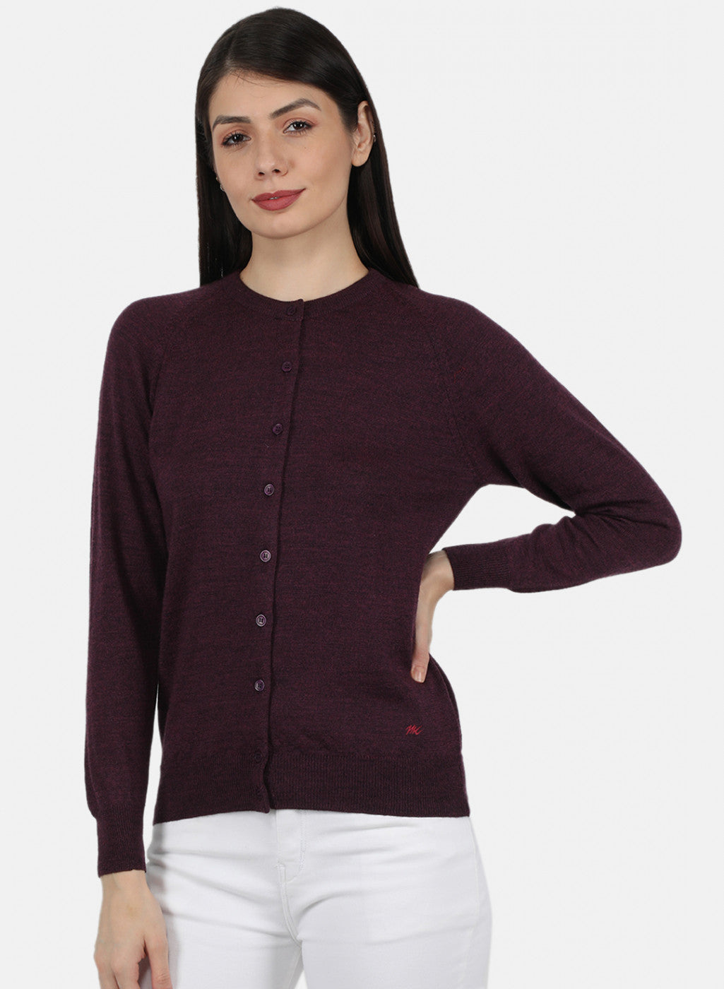 Women Maroon Solid Cardigan