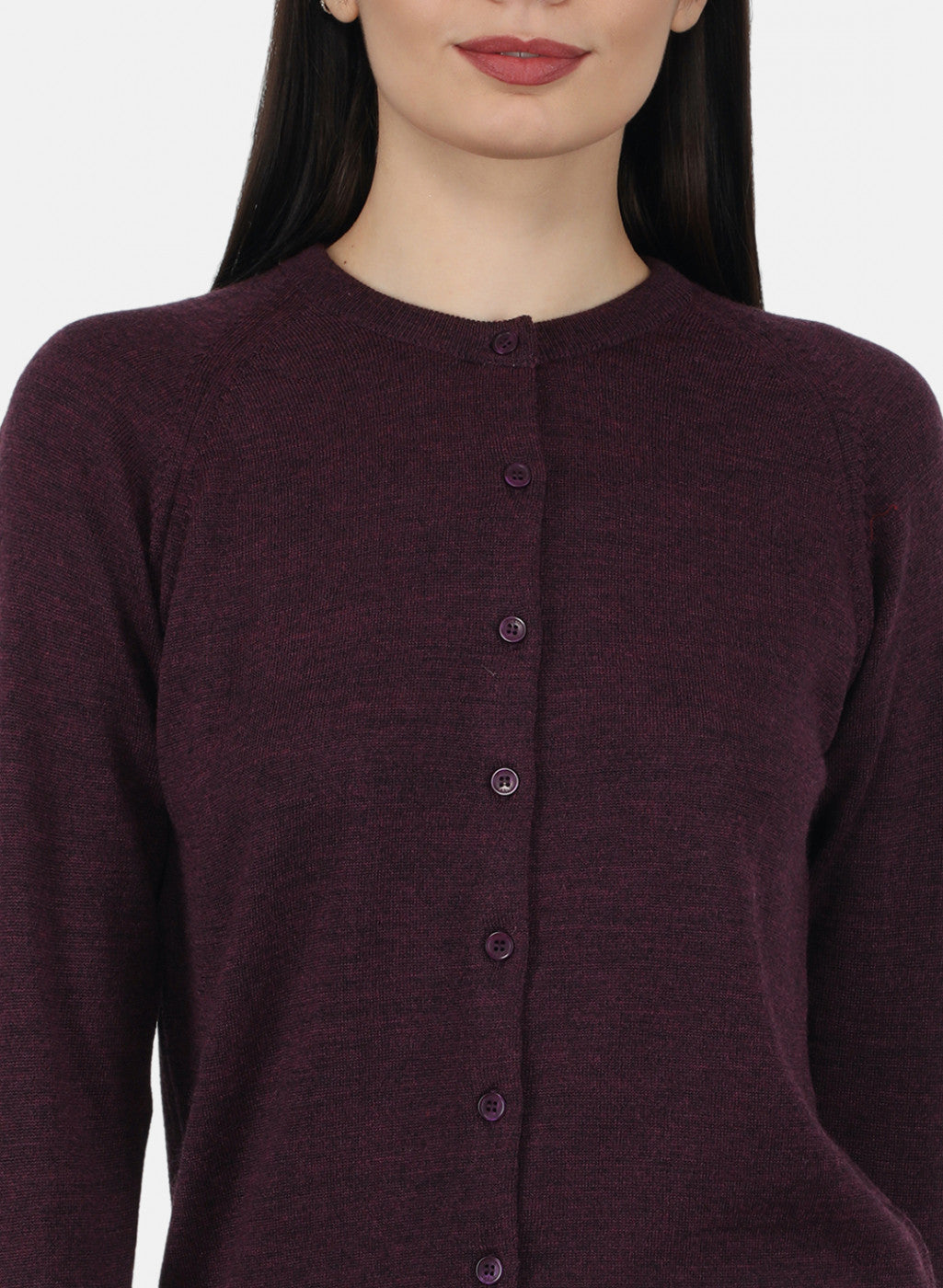 Women Maroon Solid Cardigan