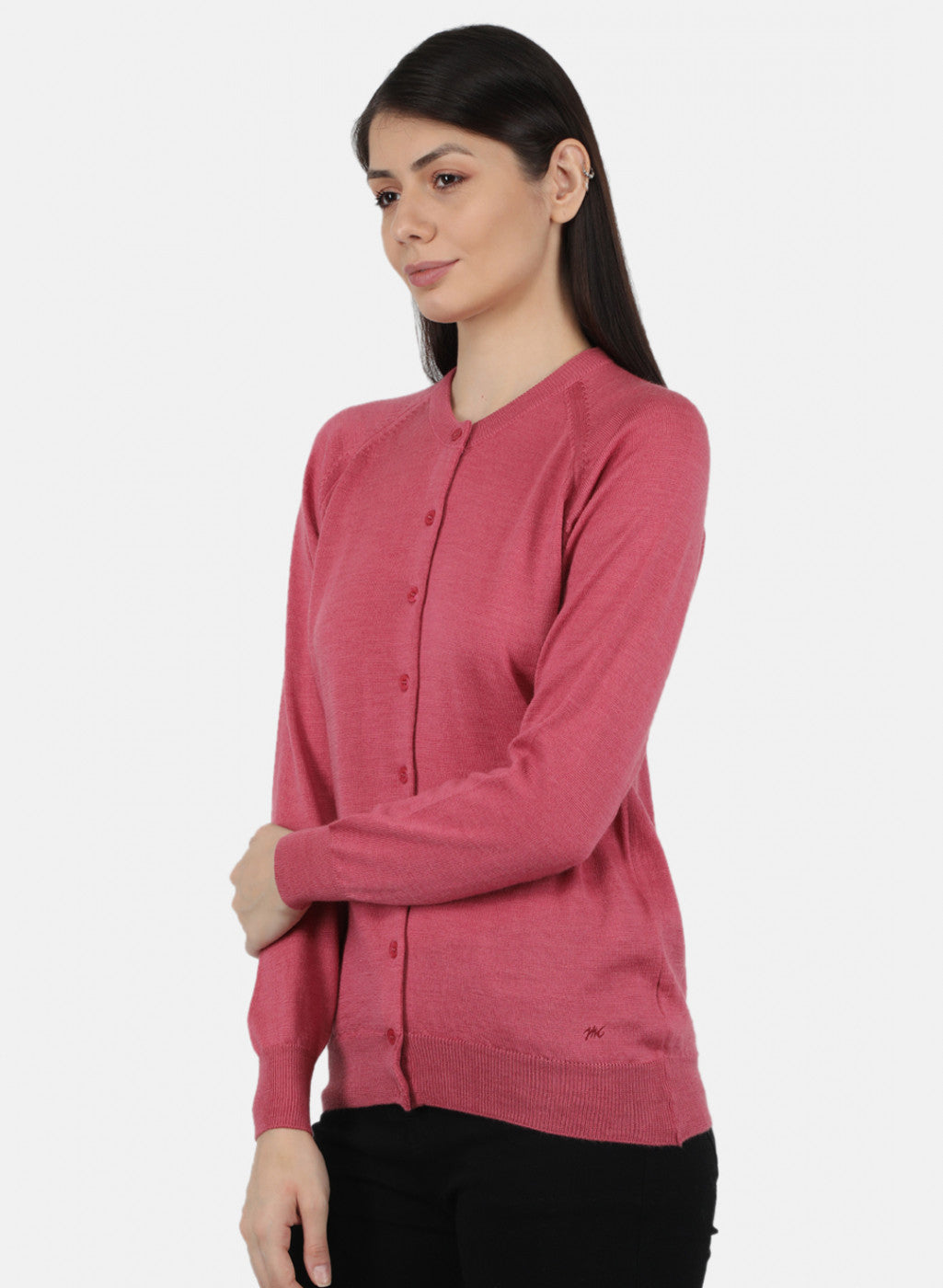 Women Pink Solid Cardigan