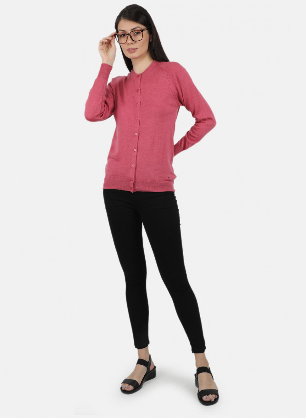 Women Pink Solid Cardigan