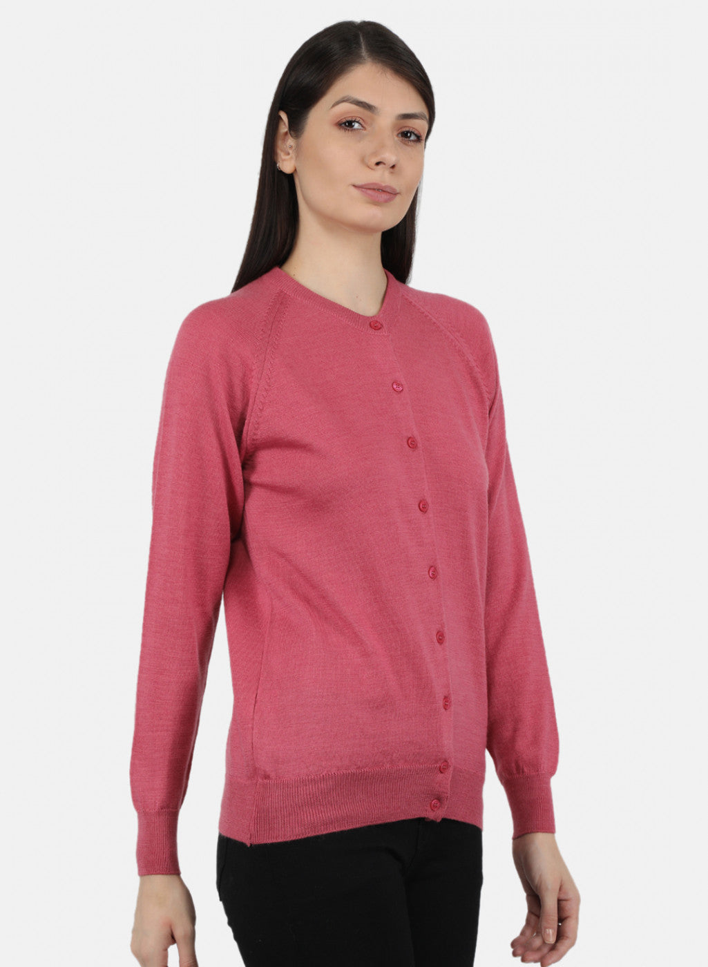 Women Pink Solid Cardigan