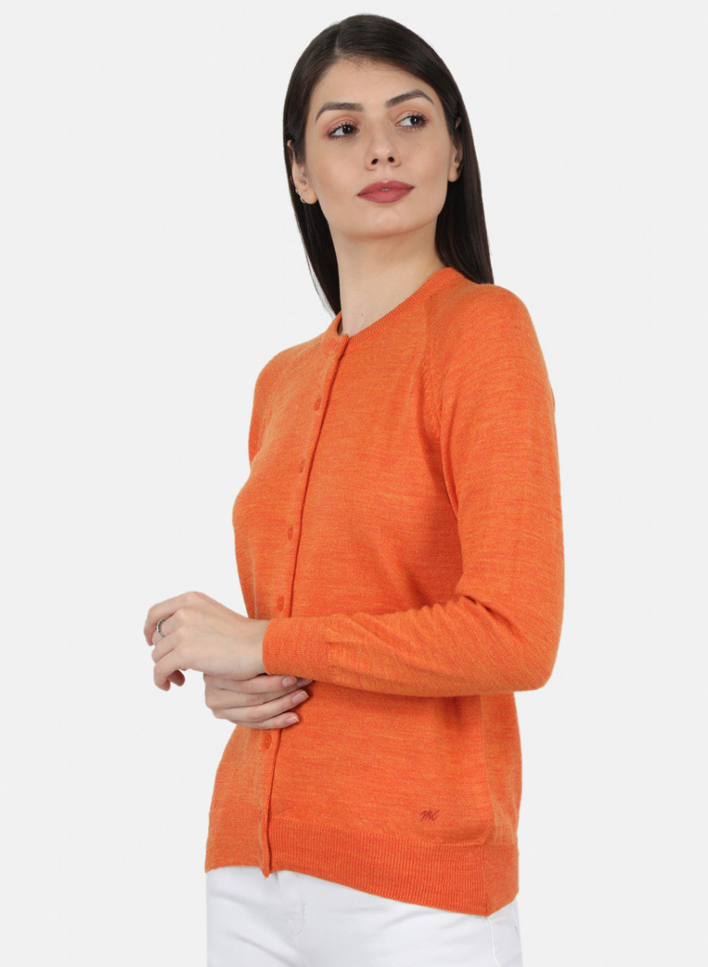 Women Orange Solid Cardigan