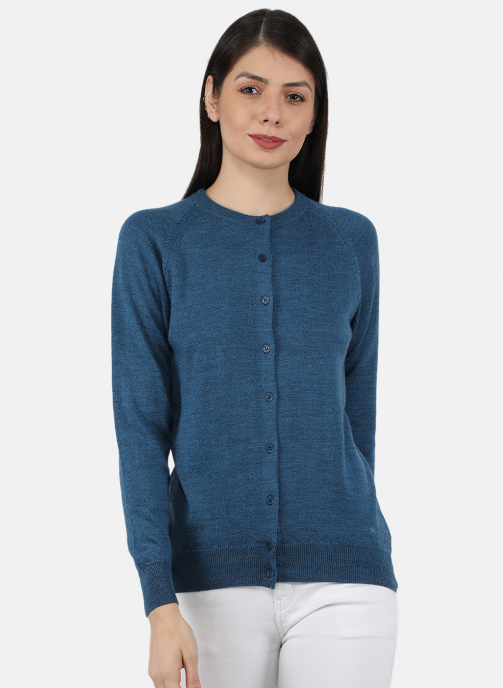 Women Blue Solid Cardigan