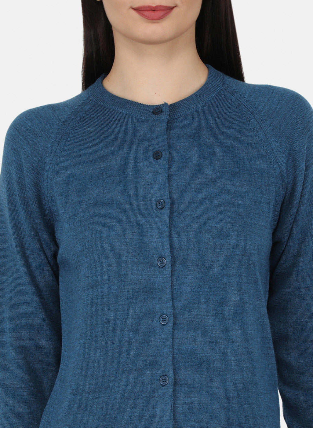 Women Blue Solid Cardigan