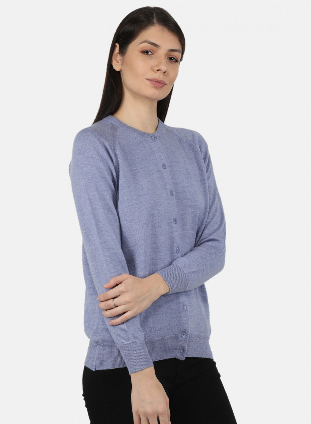 Women Purple Solid Cardigan