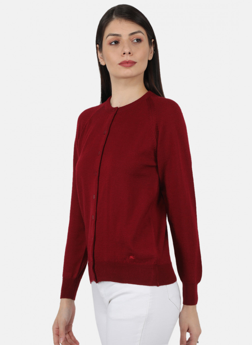 Women Maroon Solid Cardigan