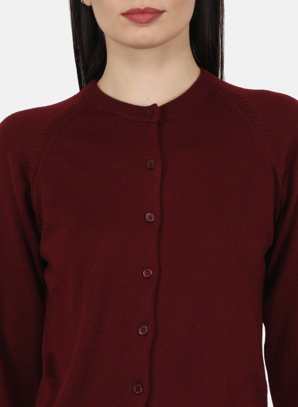 Women Maroon Solid Cardigan