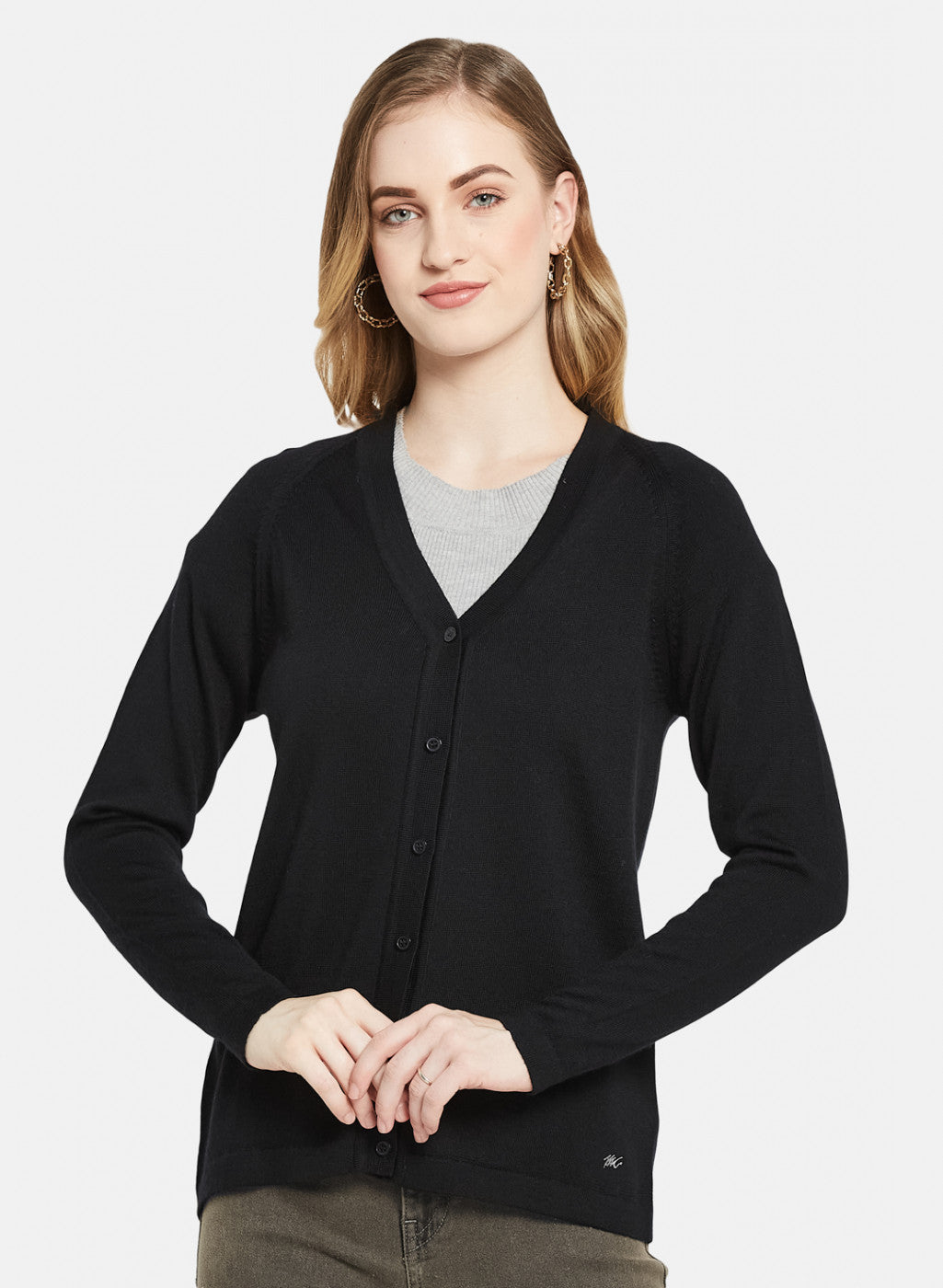 Women Black Solid Cardigan