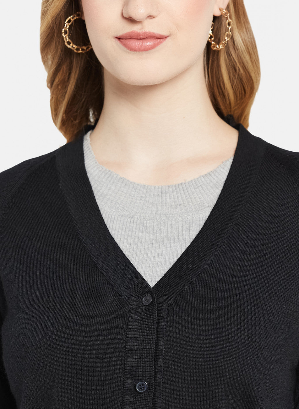 Women Black Solid Cardigan