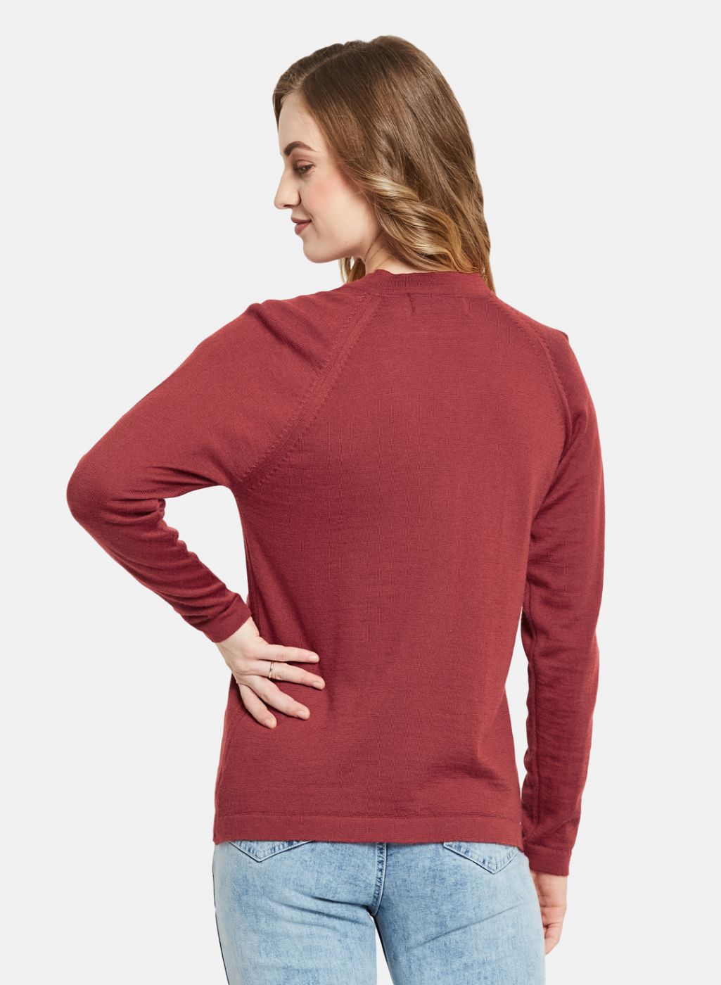 Women Red Solid Cardigan