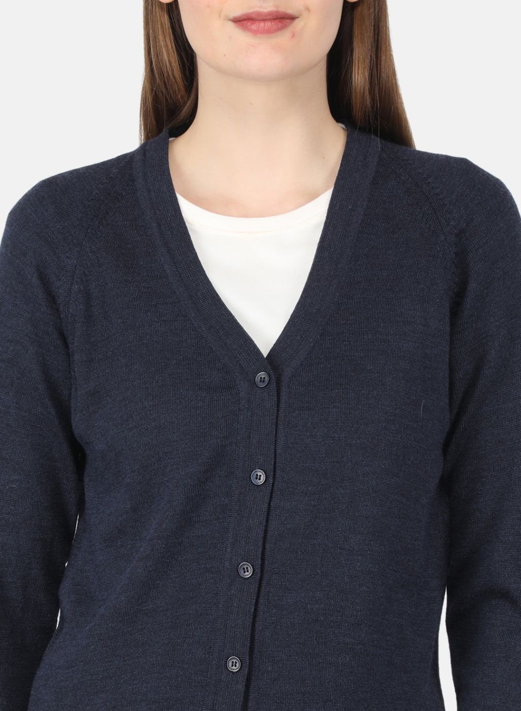 Women Blue Solid Cardigan