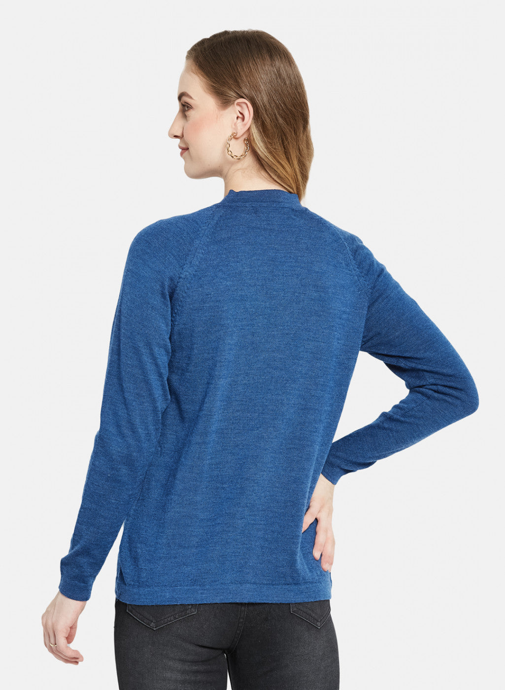 Women Blue Solid Cardigan