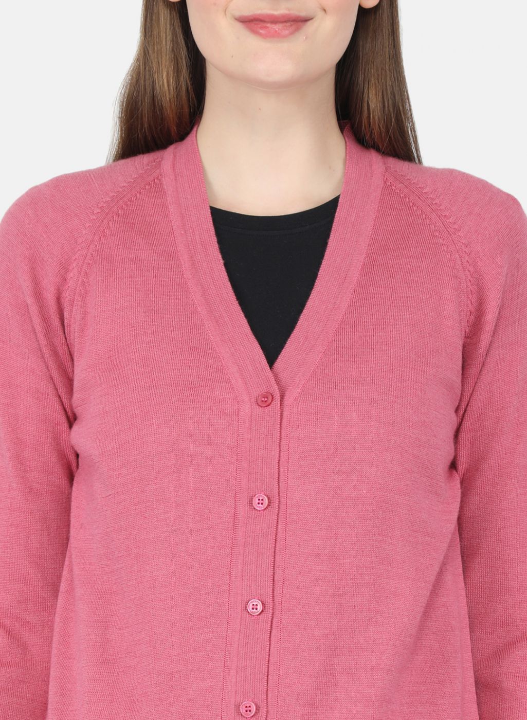 Women Pink Solid Cardigan