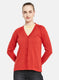 Women Red Solid Cardigan