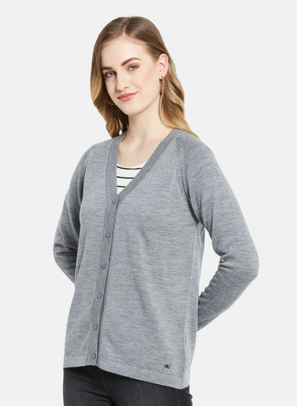 Women Grey Solid Cardigan