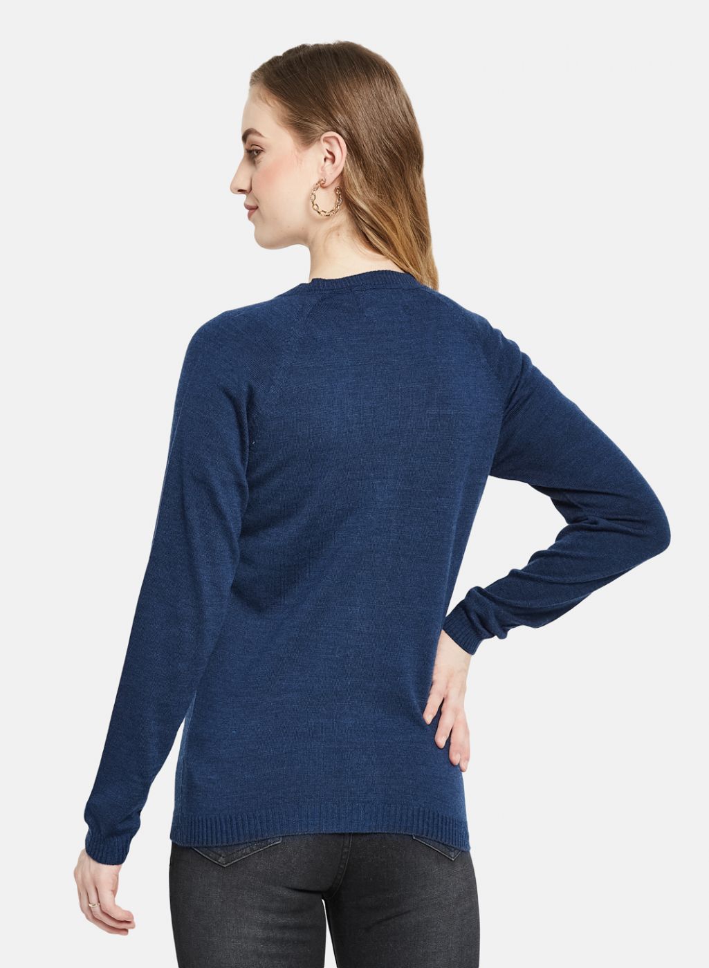 Women Navy Blue Solid Cardigan