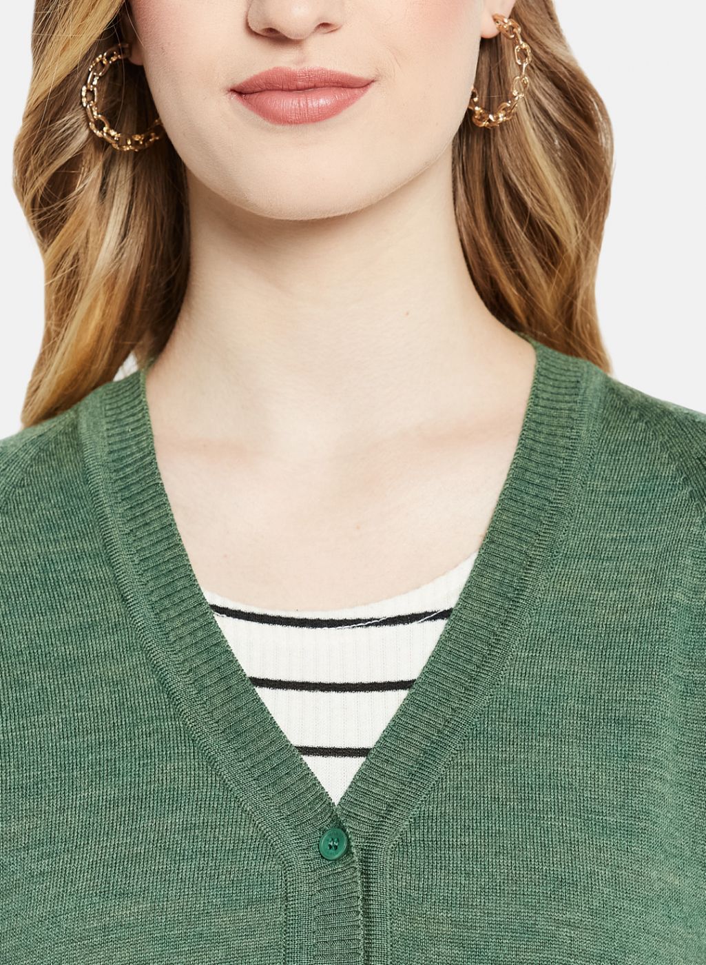 Women Green Solid Cardigan