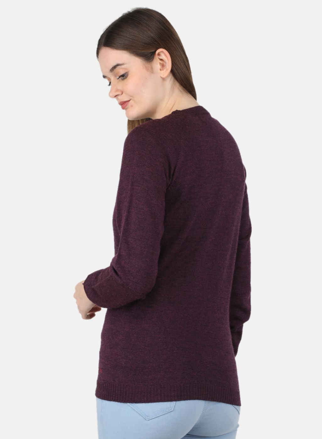 Women Maroon Solid Cardigan