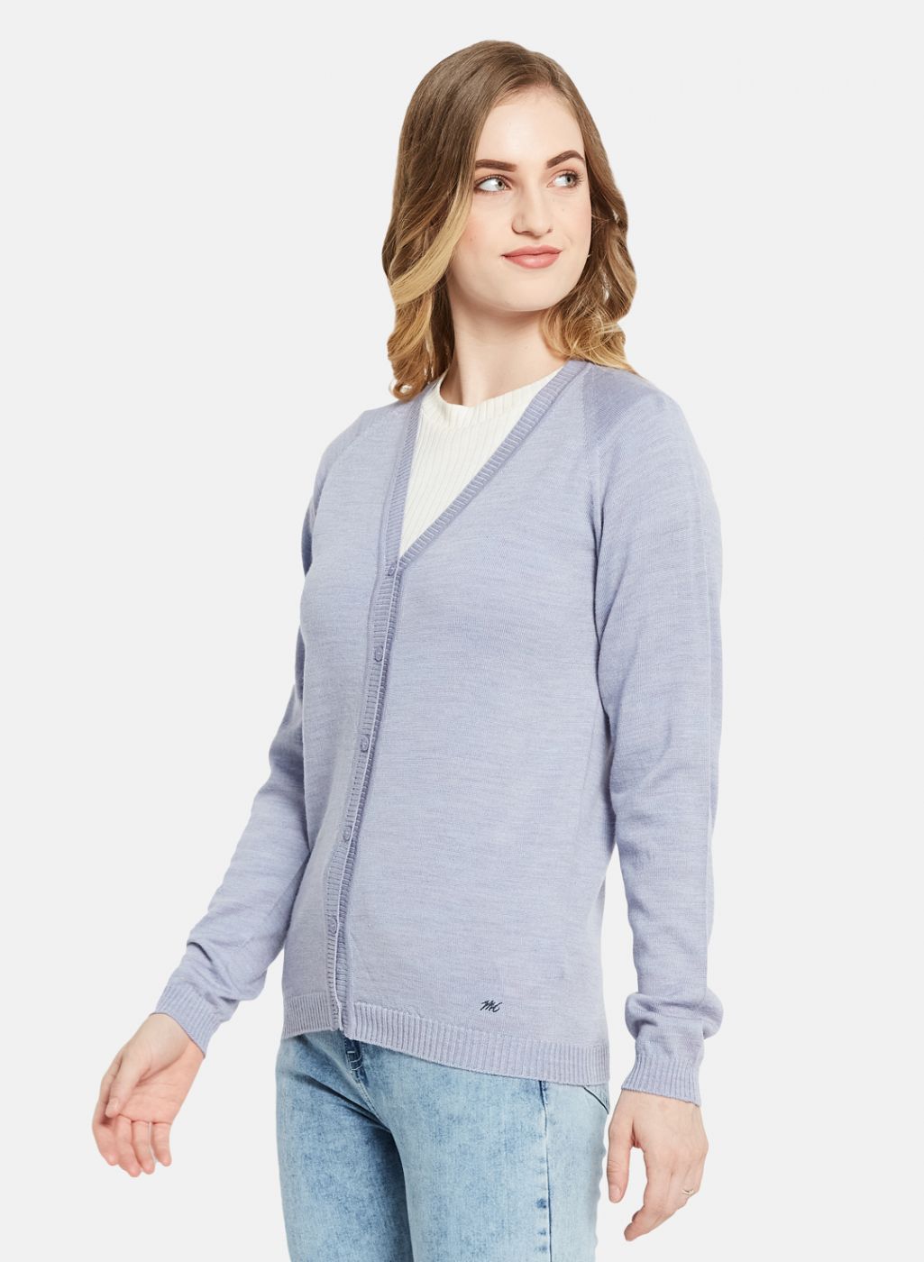 Women Blue Solid Cardigan