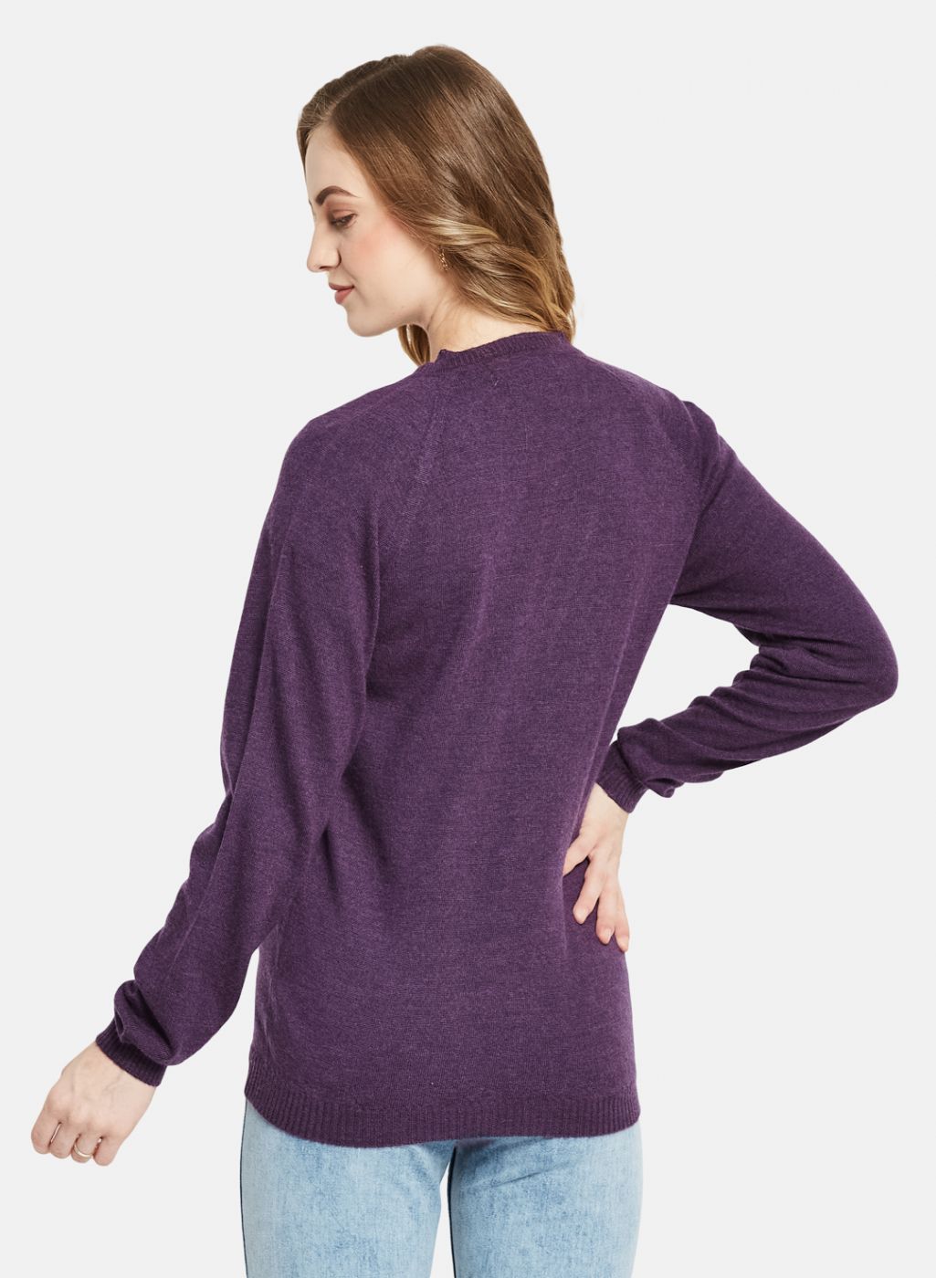 Women Purple Solid Cardigan