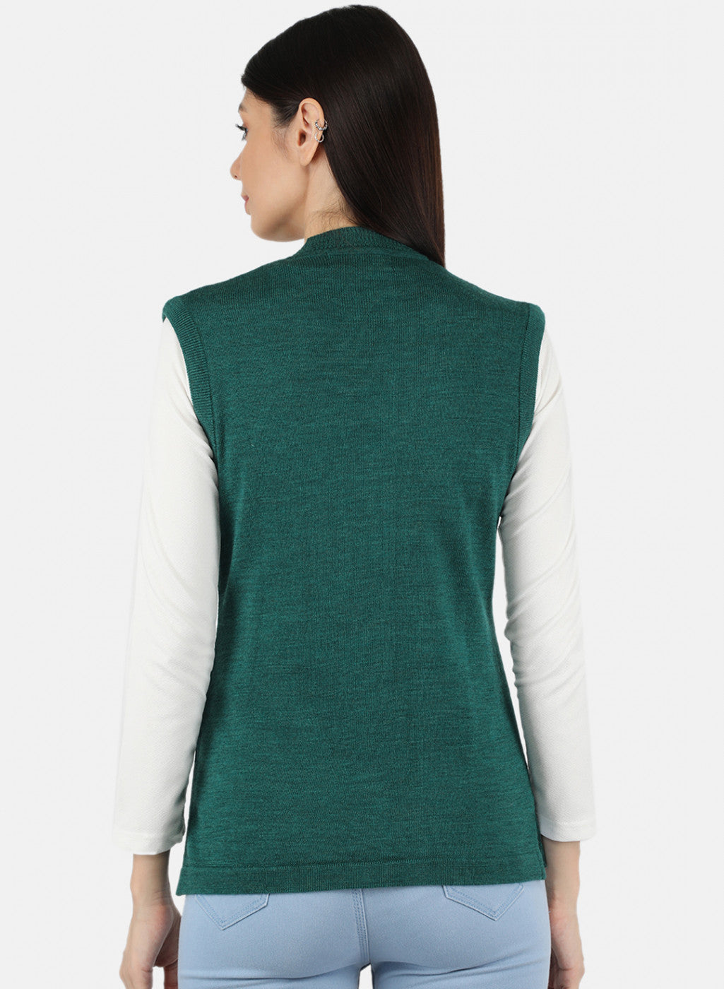 Women Green Solid Cardigan