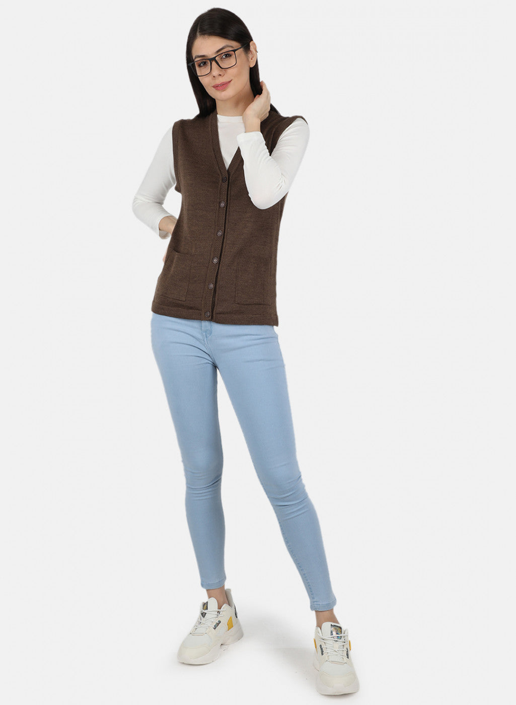 Women Brown Solid Cardigan