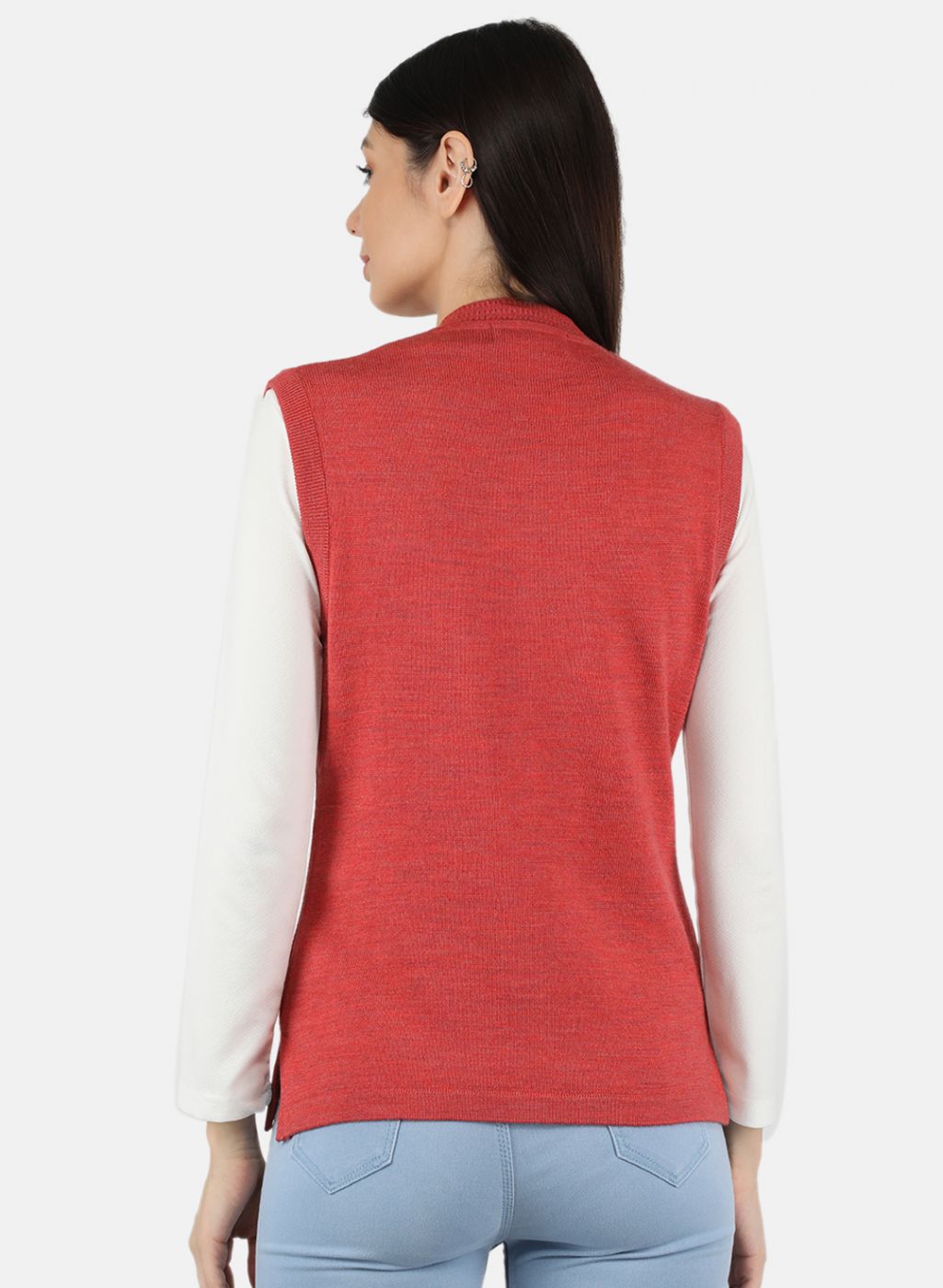 Women Red Solid Cardigan