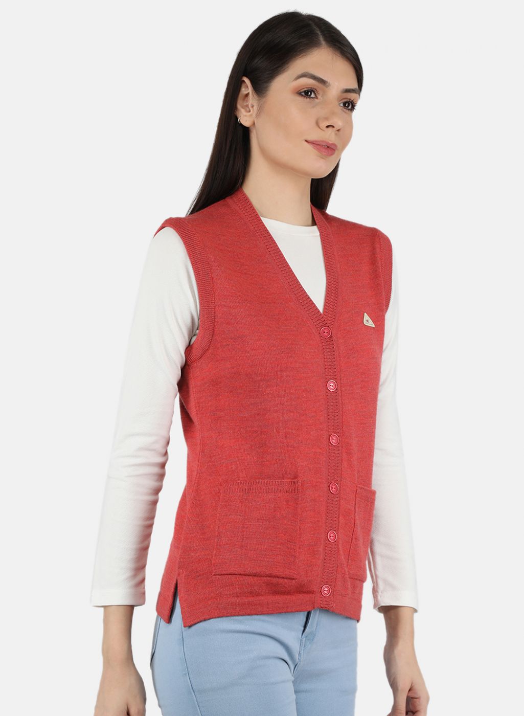 Women Red Solid Cardigan