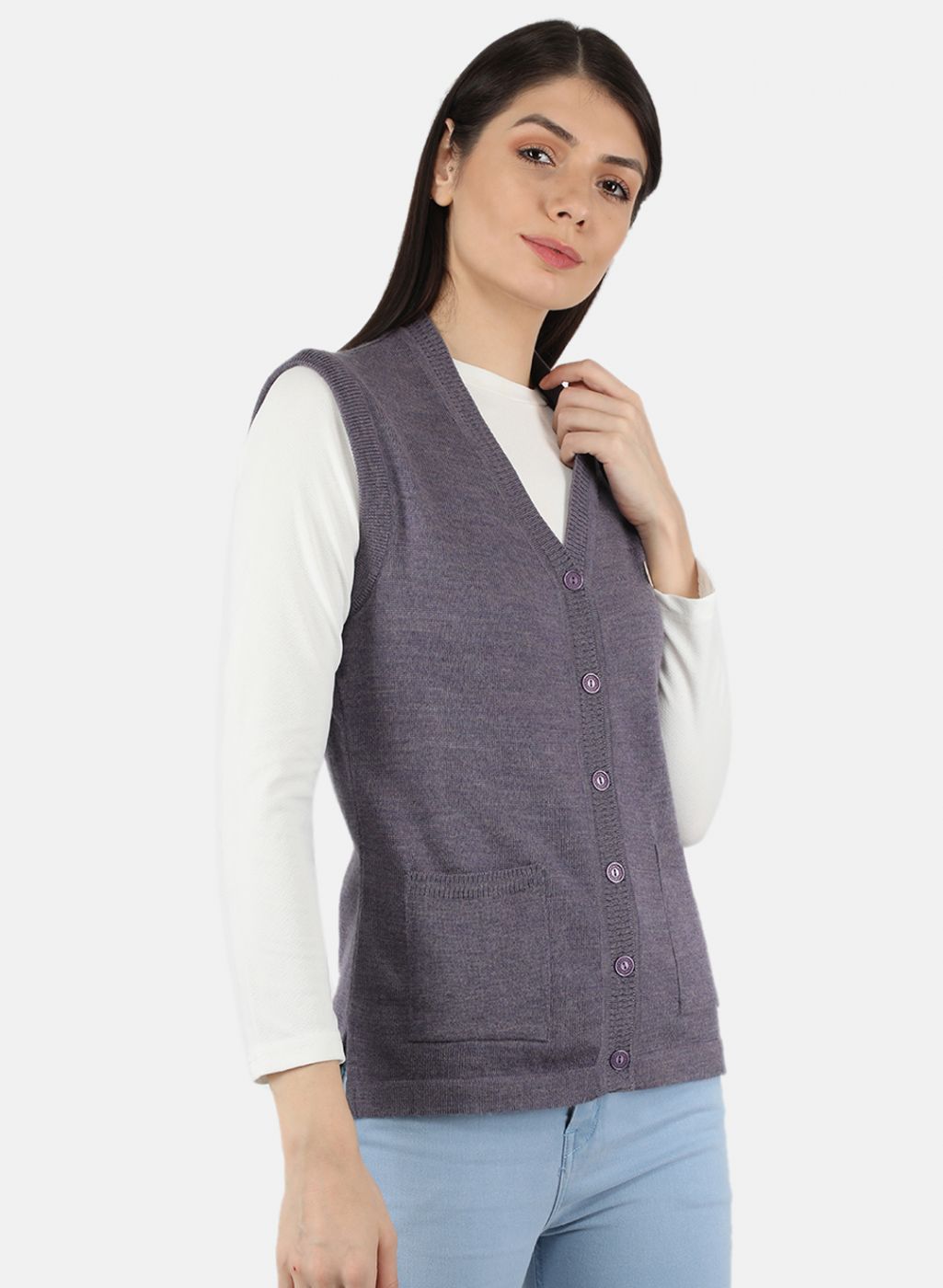 Women Blue Solid Cardigan