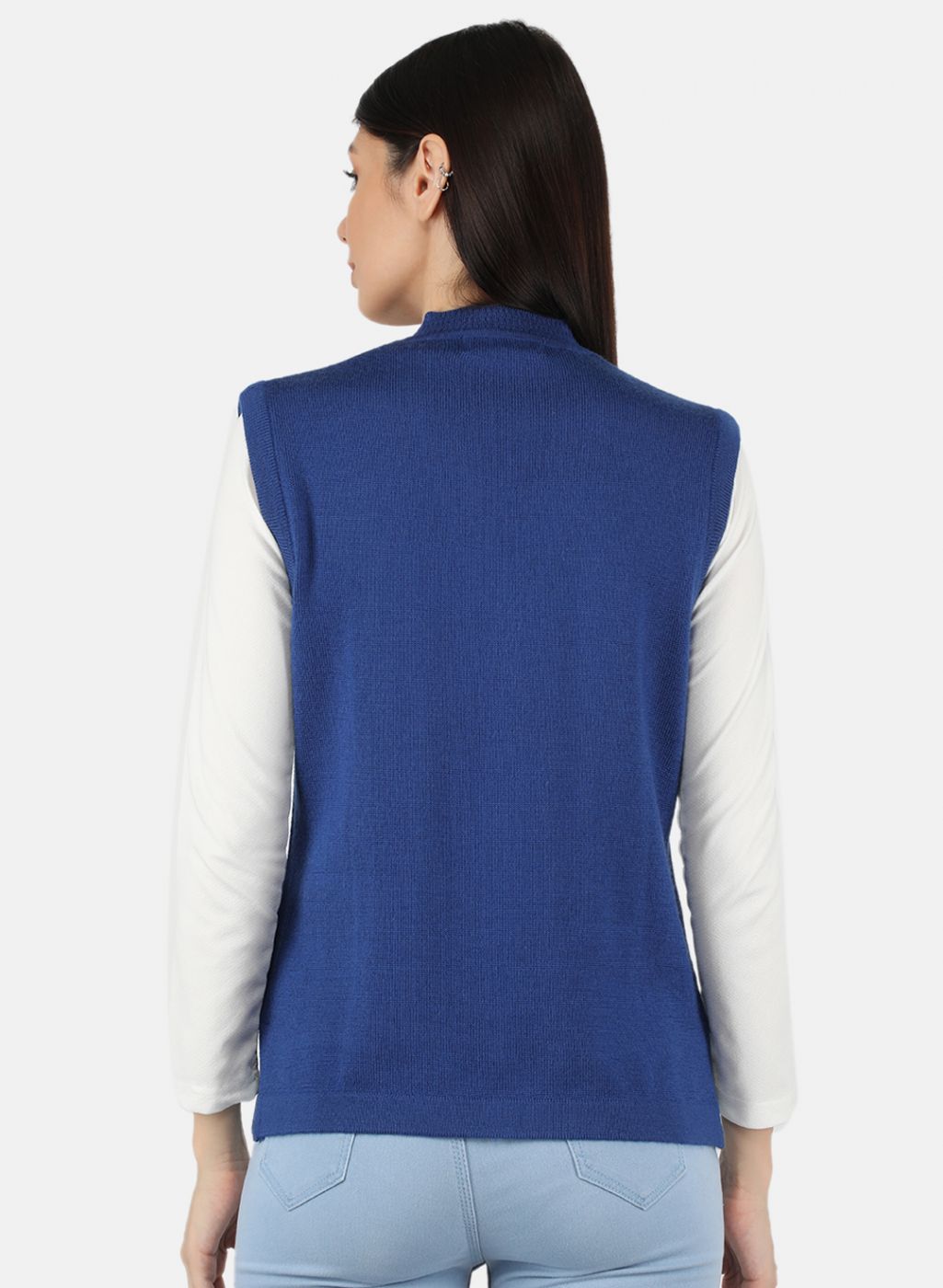 Women Blue Solid Cardigan