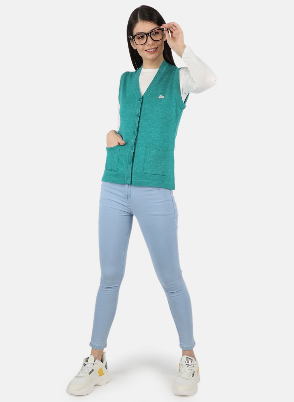 Women Green Solid Cardigan