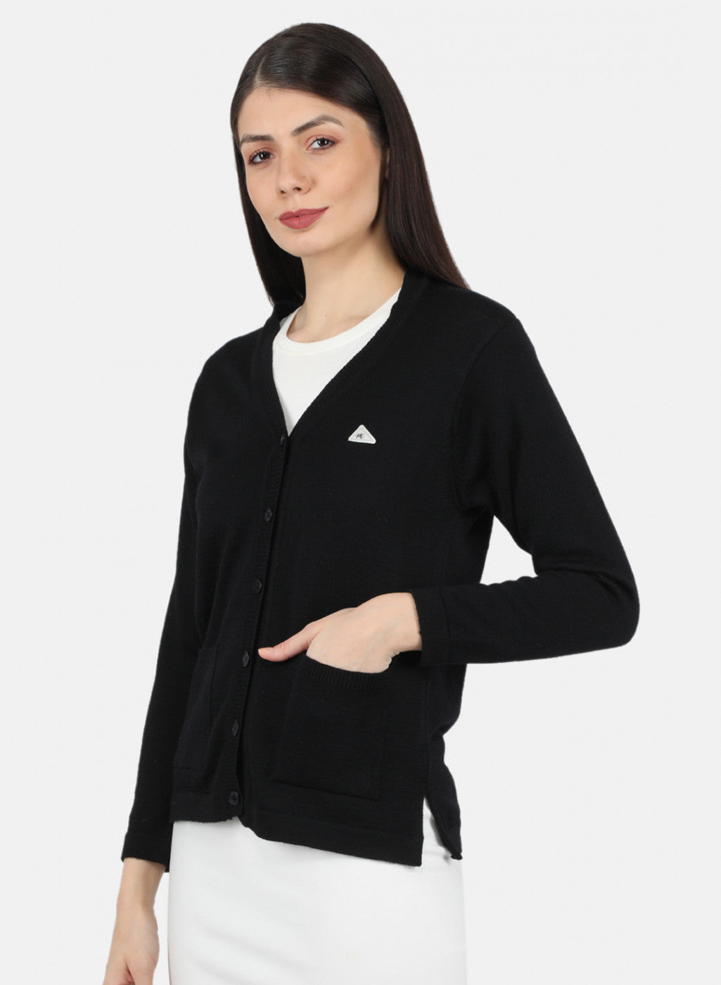 Women Black Solid Cardigan