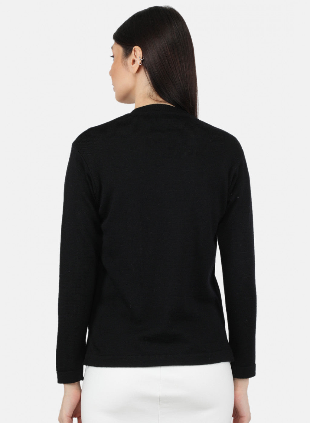 Women Black Solid Cardigan