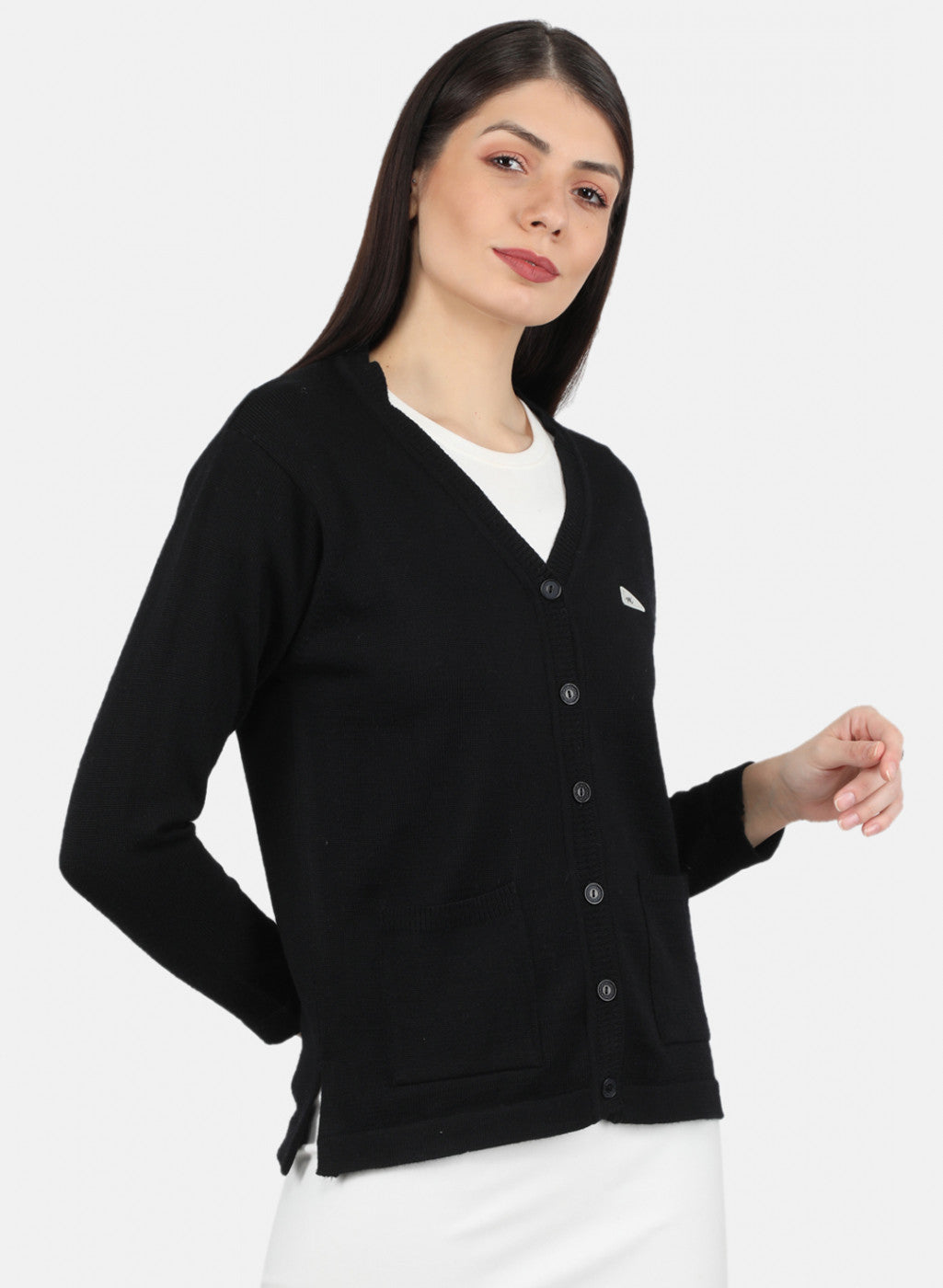 Women Black Solid Cardigan