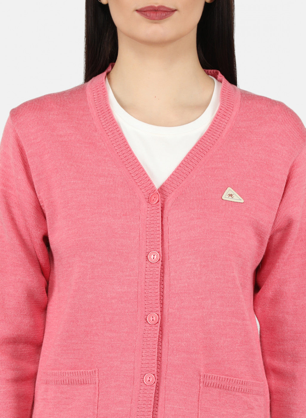 Women Pink Solid Cardigan